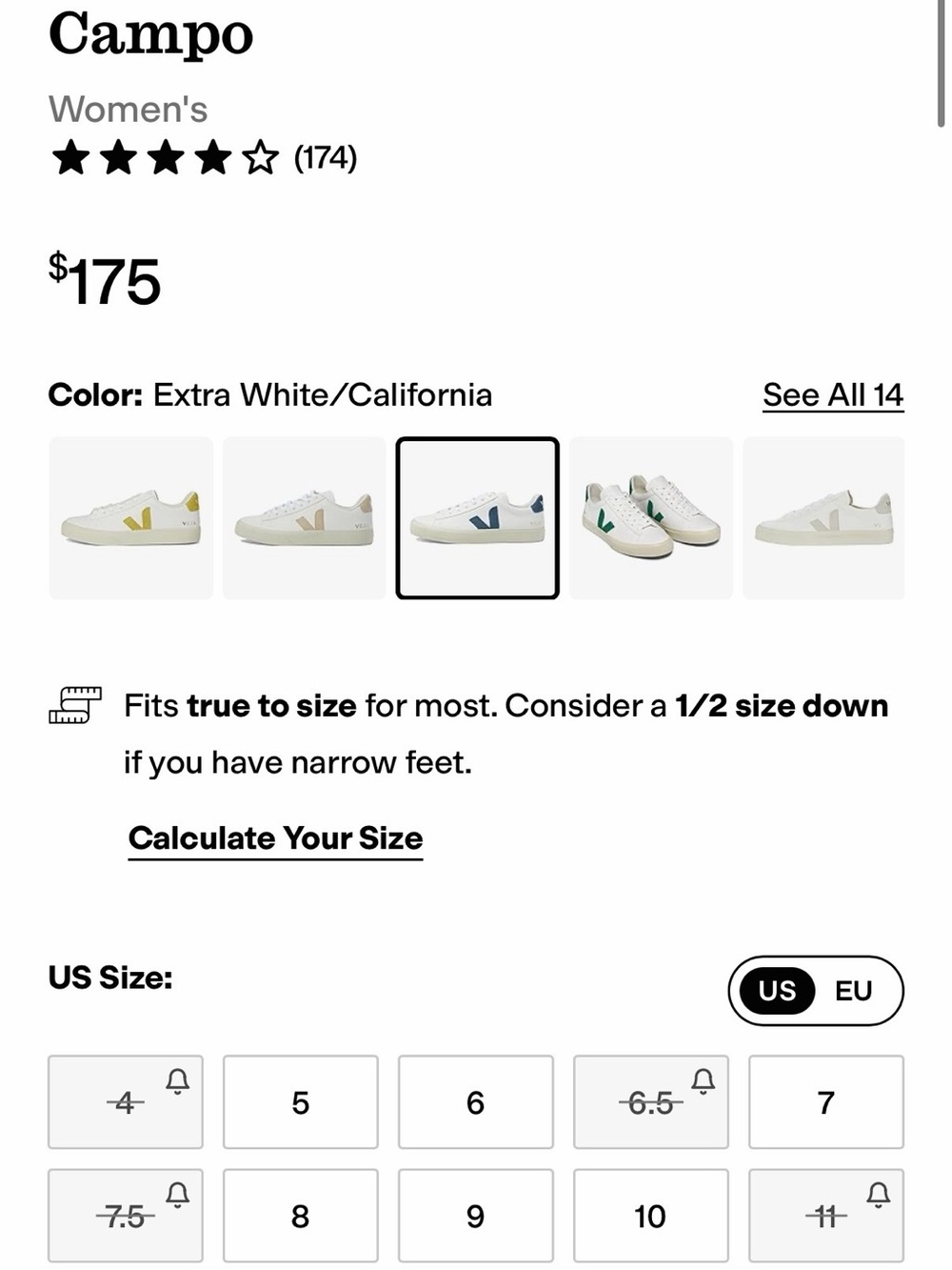 Veja White Leather Sneakers with Navy V Logo - Picture 8 of 8